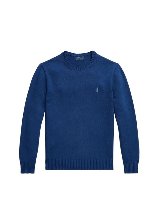 Polo Ralph Lauren Blue Logo-Embroidered Crew-Neck Sweater for men