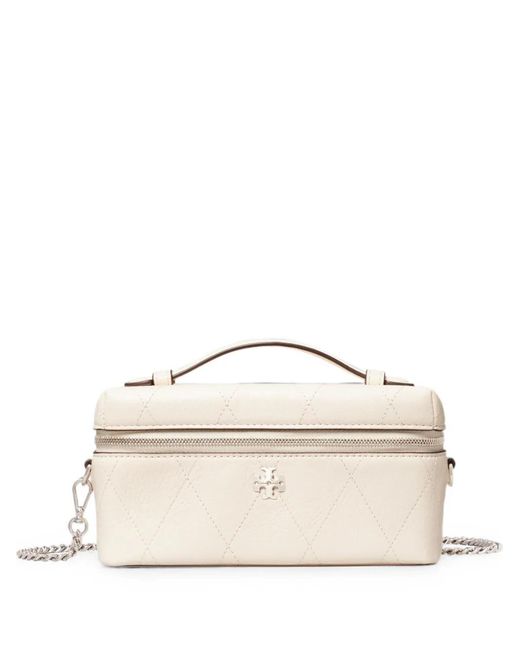 Tory Burch Natural Charlie Quilted Leather Shoulder Bag