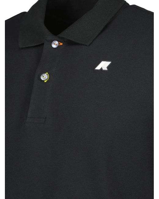 K-Way Black Two-Button Pique Polo Shirt for men