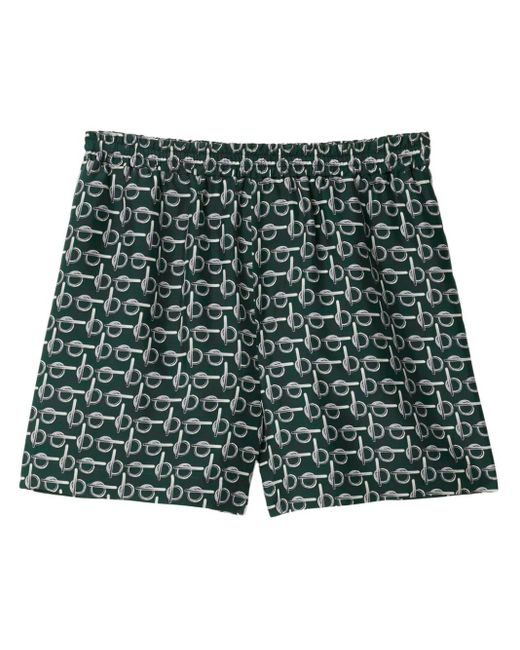 Burberry Green Silk 'b' Print Shorts