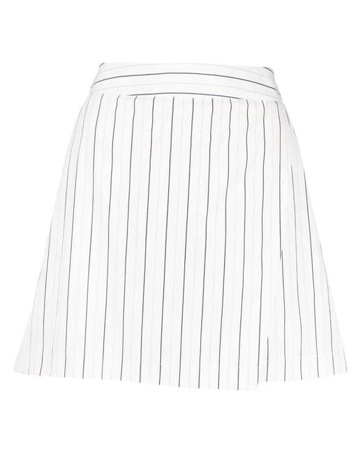 Palmer//Harding White Stripe-Print Skirt-Overlay Shorts