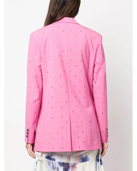 MSGM Pink Crystal-Embellished Single-Breasted Blazer