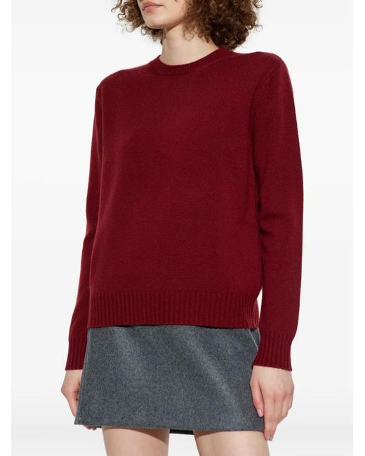 Max Mara Red Crew-Neck Cashmere Sweater