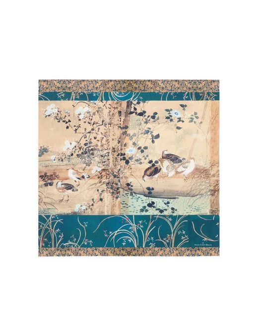 Pierre Louis Mascia Blue Aloeuw Landscape-Print Silk Scarf