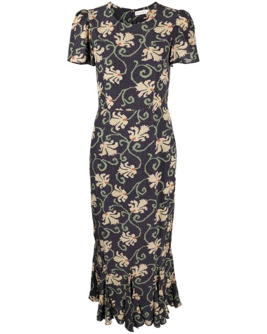 RHODE Black Lulani Floral-print Dress