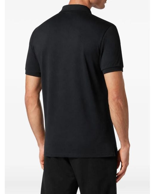 Philipp Plein Black Logo-Print Polo Shirt for men