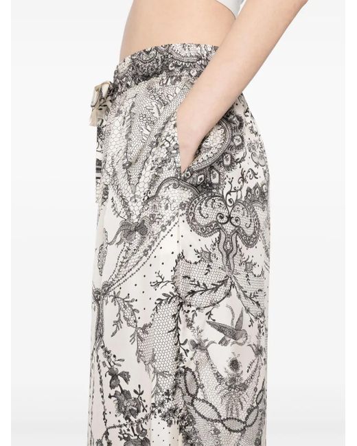 Zimmermann White Crush Silk Trousers