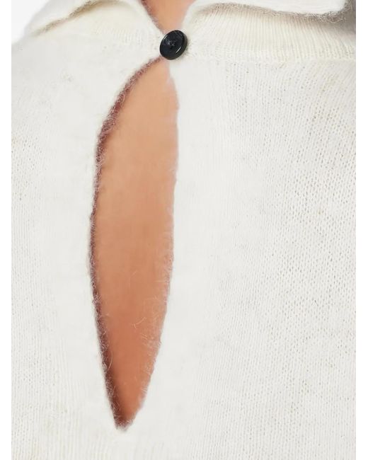 Mark Kenly Domino Tan Natural High-Neck Open-Back Sweater