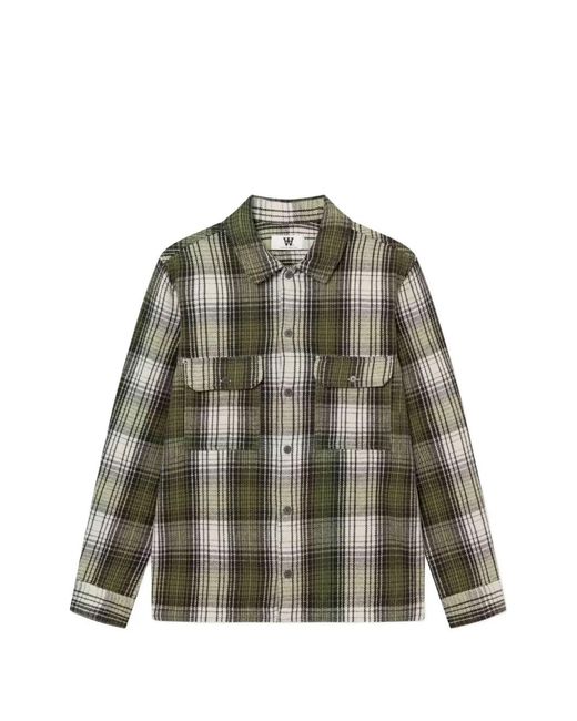 WOOD WOOD Green Wwclay Check-Pattern Shirt for men