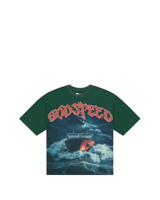 Godspeed Green Graphic-Print T-Shirt for men