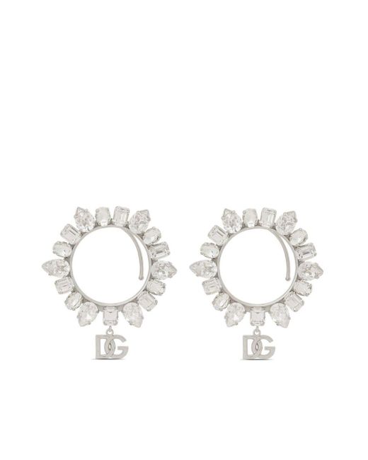 Pendientes earcuff con detalles de cristal Dolce & Gabbana de color White