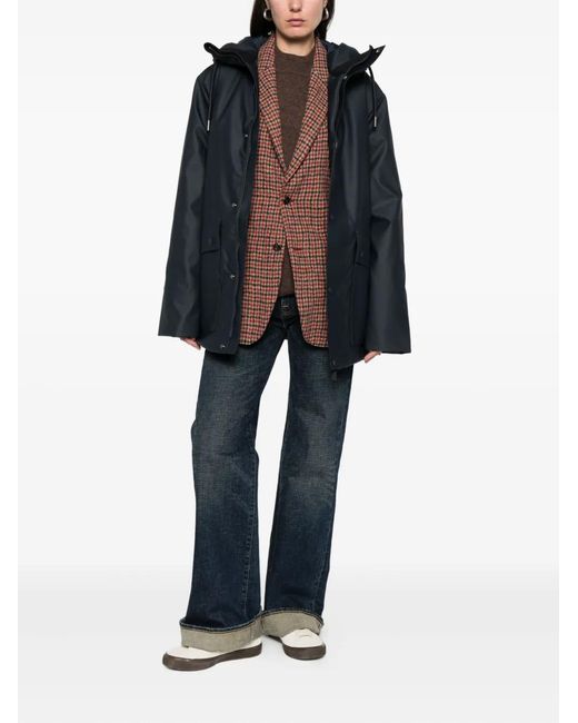 Rains Blue Button-Up Coat