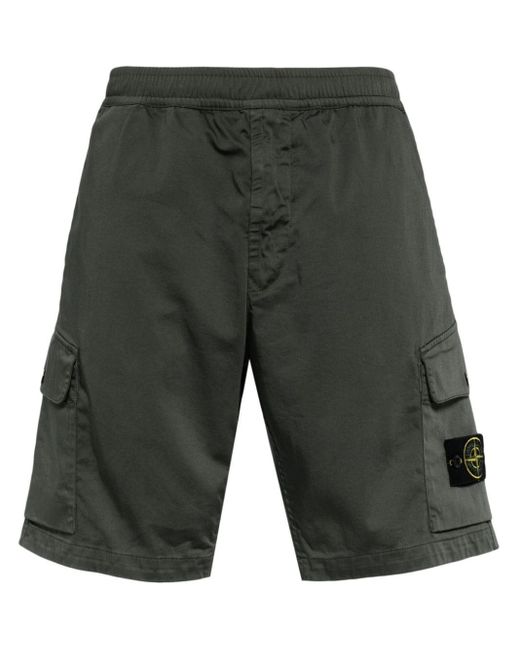 Stone Island Gray L0312 Satin Cargo Shorts for men