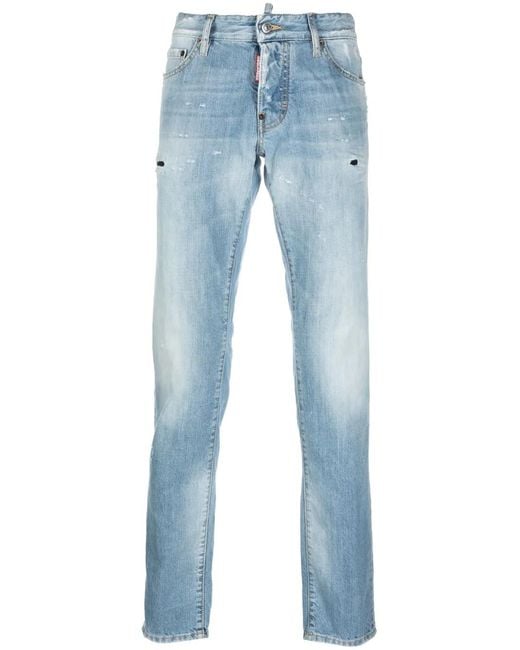 DSquared² Blue Low-Rise Slim-Fit Jeans for men