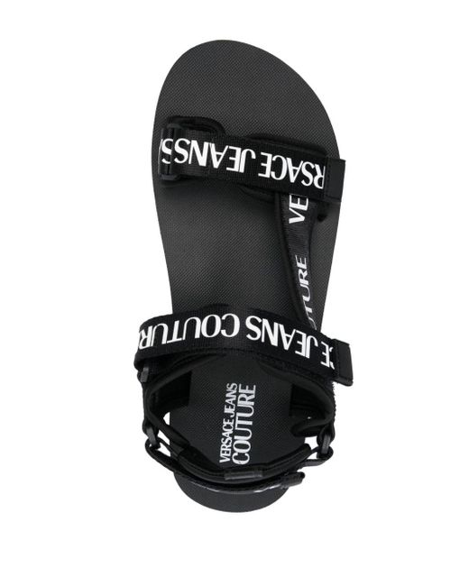 Versace Black Logo-print Flat Sandals for men