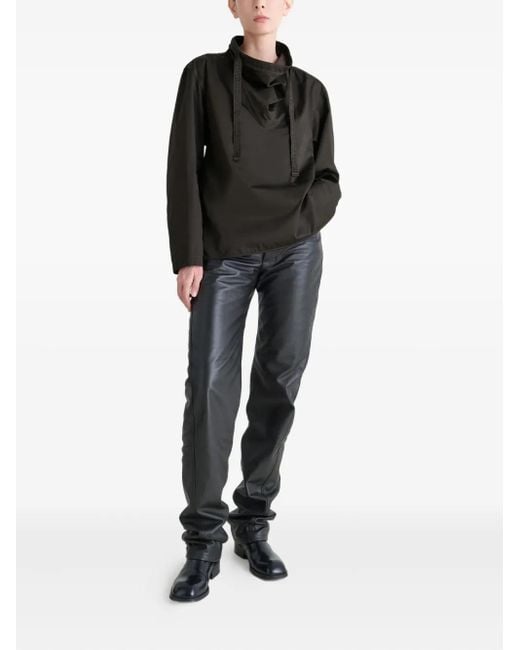 Lemaire Black High-Neck Drawstring Blouse