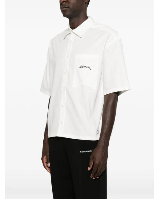 RETERNITY White Logo-Embroidered Short-Sleeve Shirt for men