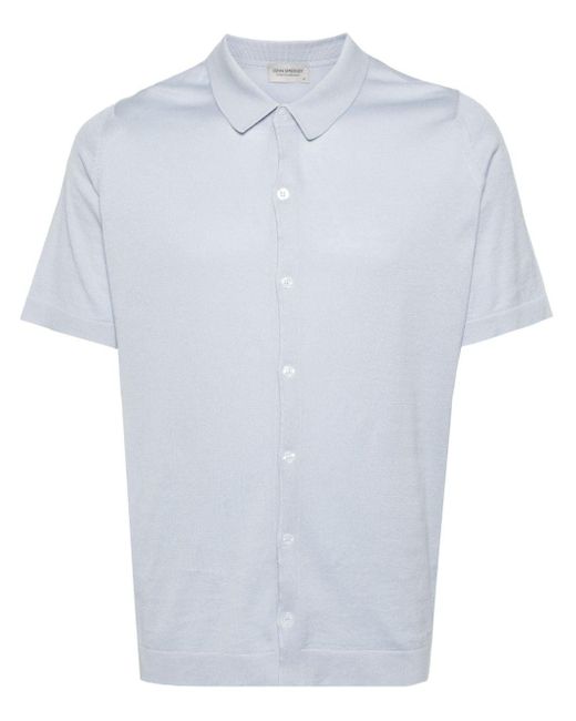 John Smedley White Fine-knit Short-sleeved Shirt for men