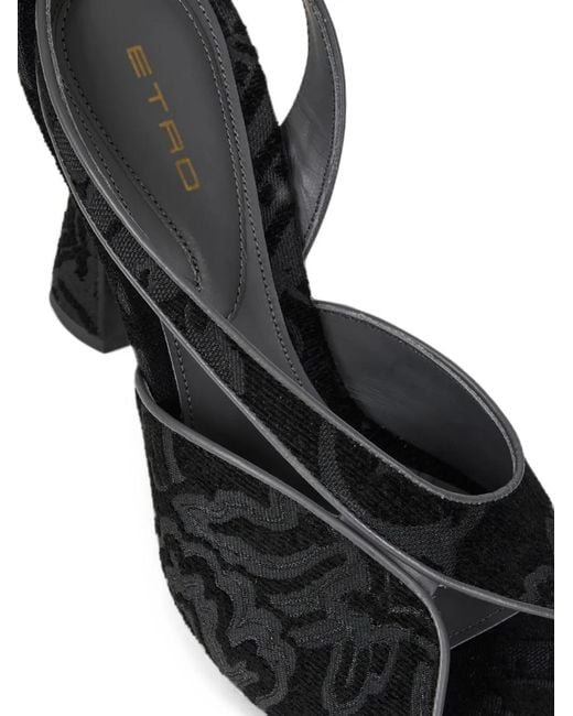 Etro Black Sandales À Motif Cachemire