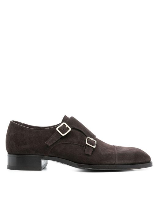 Tom Ford Brown 30mm Suede Monk Shoes for men