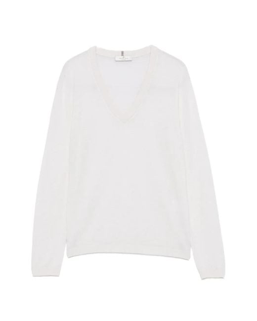 Panicale White Pullover Mit V-Ausschnitt