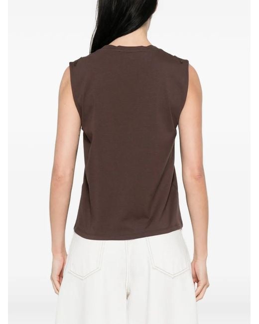 Blugirl Blumarine Brown Embellished V-Neck Top