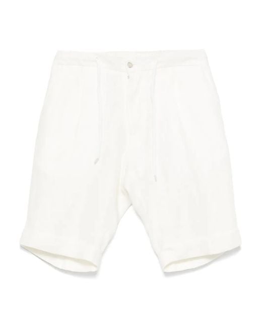 Barba Napoli White Linen Shorts for men