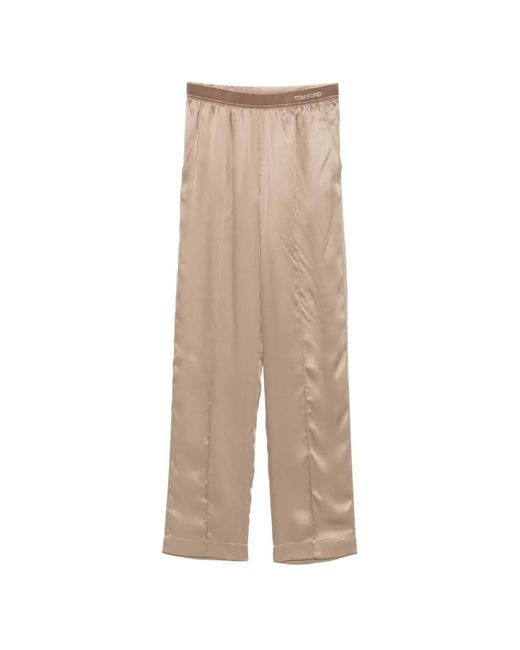 Tom Ford Natural Peach-Feel Silk Satin Pj Trousers