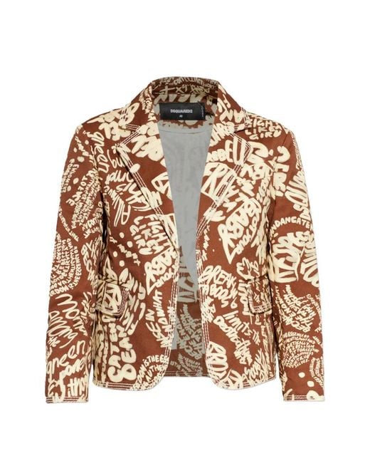 DSquared² Brown Rebel Hibiscus Maggie Jacket