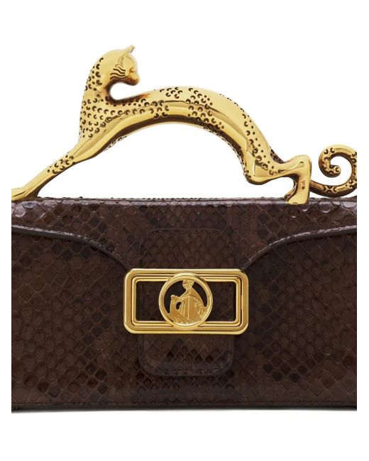 Lanvin Brown Mini Sac À Main À Effet Peau De Python