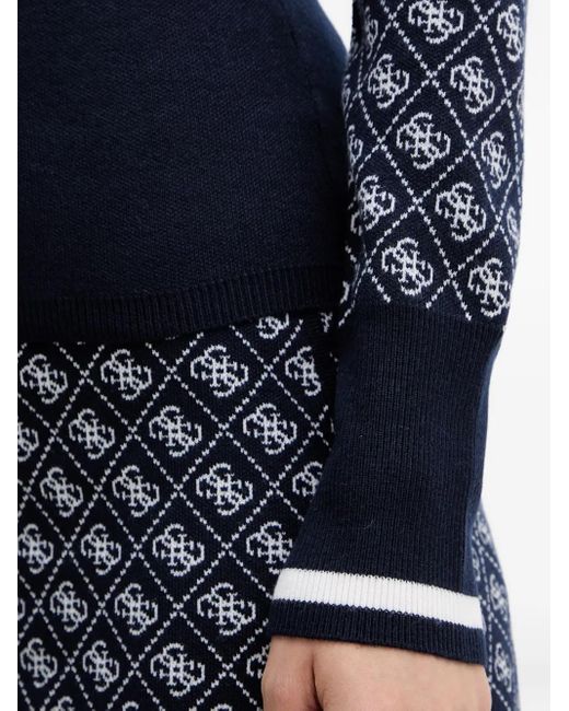 Guess Blue Patterned Long-Sleeve Sweater