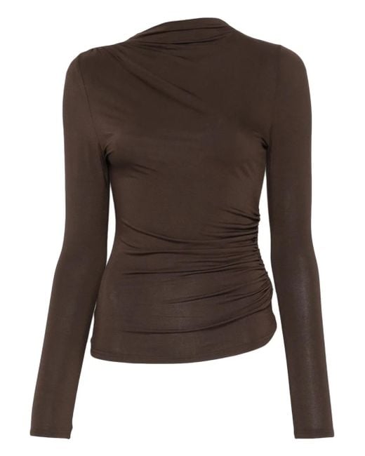 Rails Brown Joelle Cowl-Neck Fitted Top