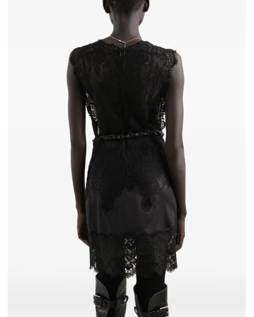 Dolce & Gabbana Black Lace-Trimmed Slip Mini Dress