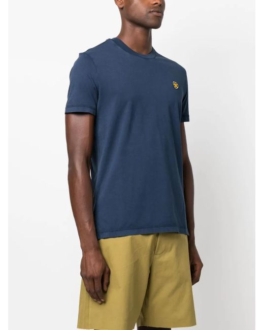 Star Point Blue Logo-Patch Cotton T-Shirt for men