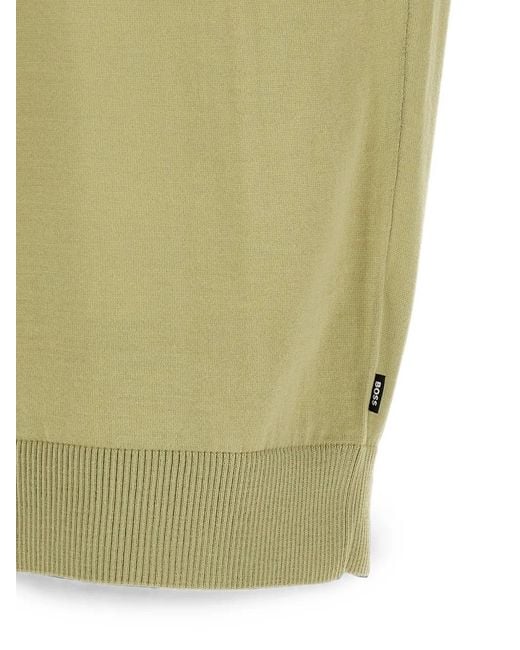 Boss Green Umauro Virgin-Wool Ribbed-Trim T-Shirt for men