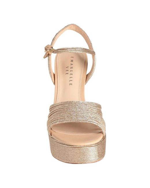 Emanuélle Vee Natural Metallic-Effect Platform Sandals