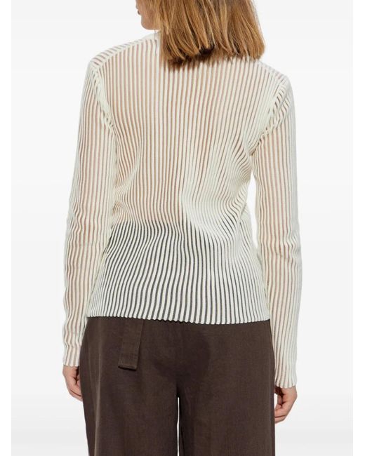 Helmut Lang White Ribbed Long-Sleeve Top