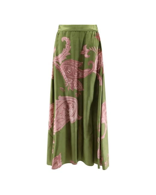 Co.Go Green Arabesque-Print Silk Skirt