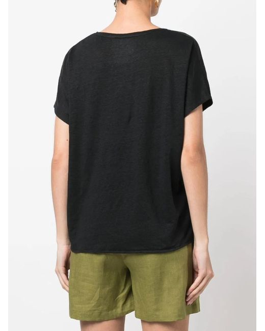 Majestic Filatures Black Relaxed Crew-Neck T-Shirt