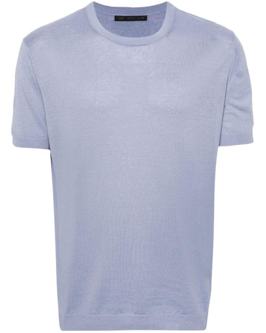 Low Brand Blue Short-sleeve Knitted T-shirt for men