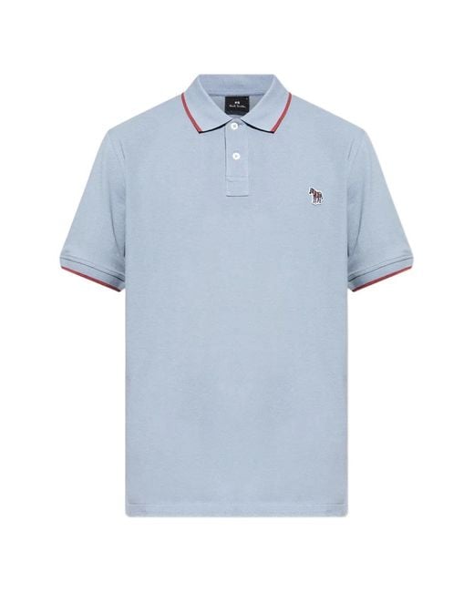 Paul Smith Blue Zebra-Patch Polo Shirt for men