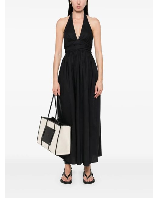 Matteau Black Plunge Halterneck Midi Dress