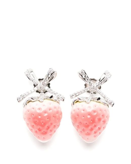 YVMIN Pink Strawberry Bowknot Earrings