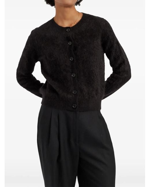 Chinti & Parker Black Brushed-Finish Cashmere Cardigan