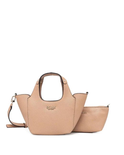 Guess Natural Logo-Lettering Tote Bag