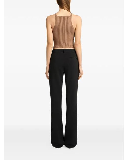 Courreges Brown Rib-Knit Asymmetric Tank Top