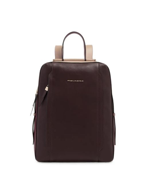 Piquadro Red Circle Logo-Plaque Backpack