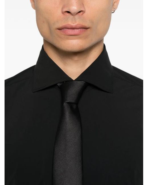 Barba Napoli Black Long-Sleeve Button-Up Shirt for men