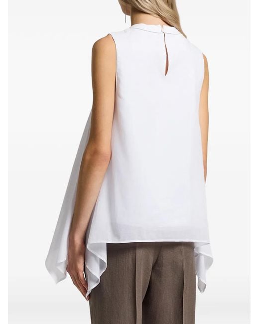 Peserico White Asymmetric Embellished Top