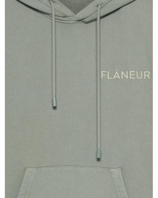 flâneur Gray Logo-Embroidered Hoodie for men